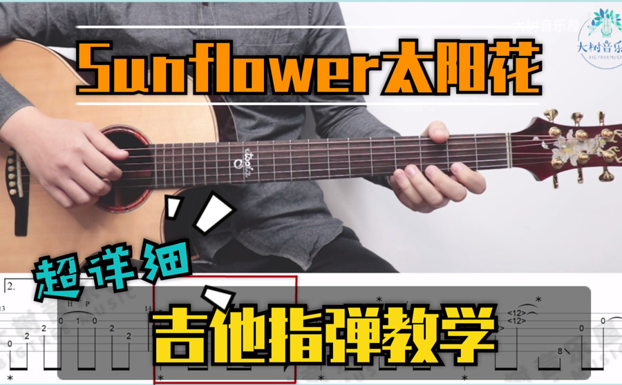 《Sunflower》吉他谱_吉他指弹视频教程_指弹独奏吉他谱