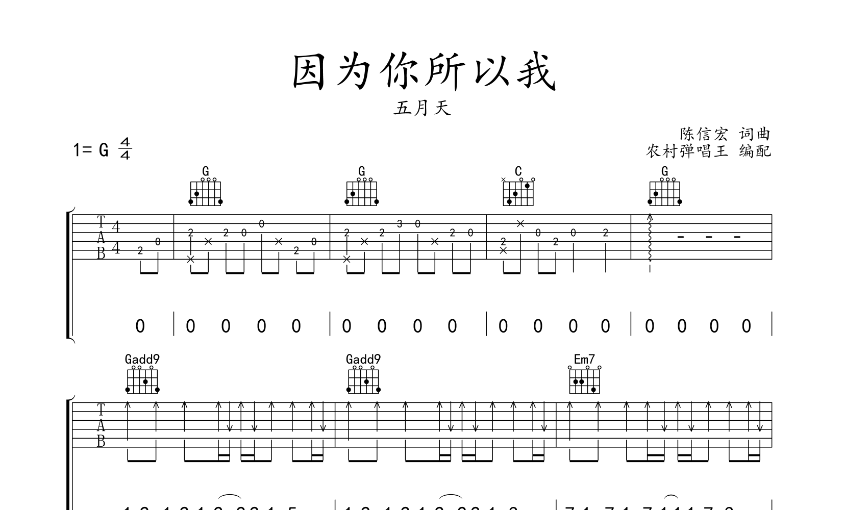 因为你所以我吉他谱预览图