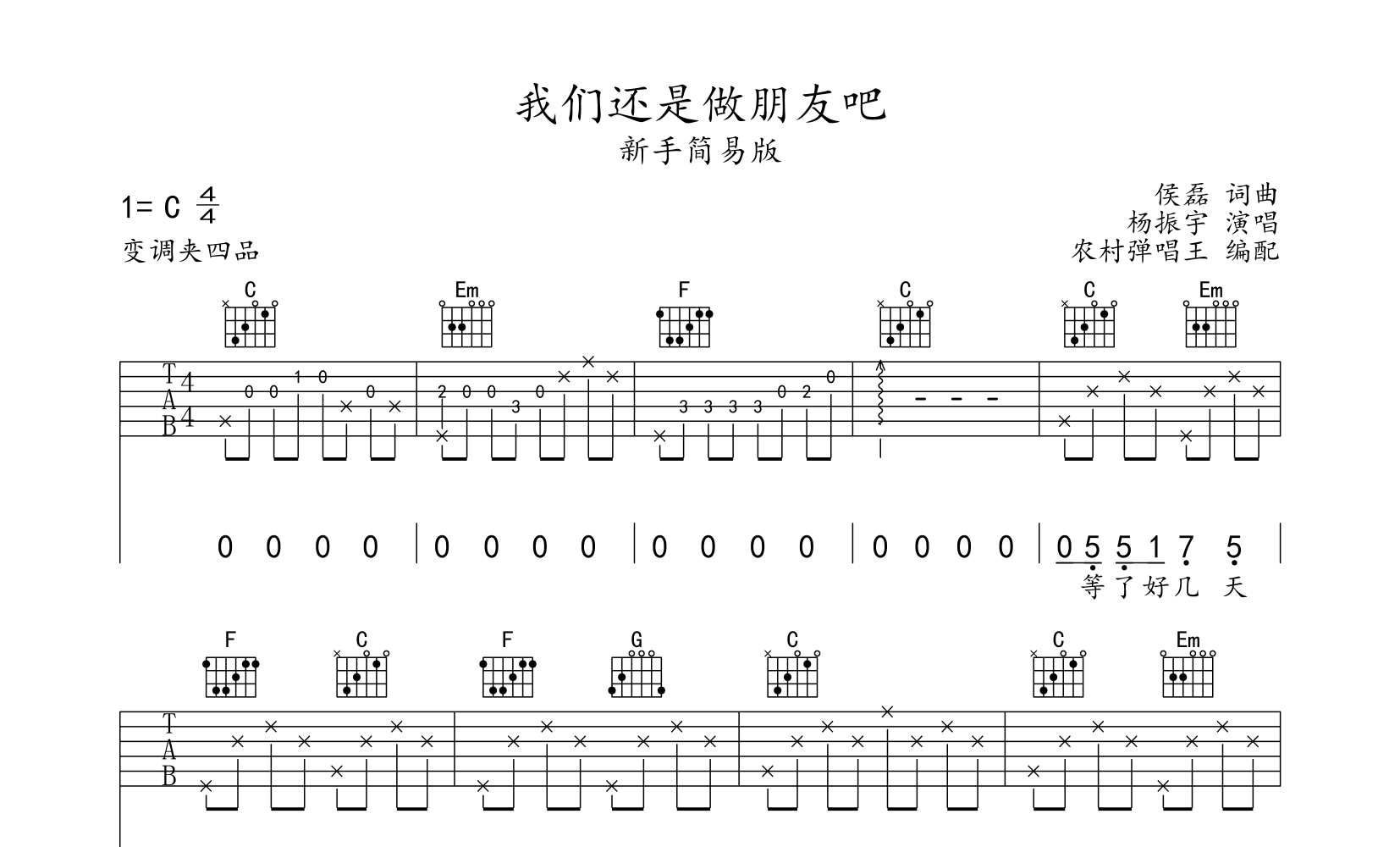 我们还是做朋友吧吉他谱预览图