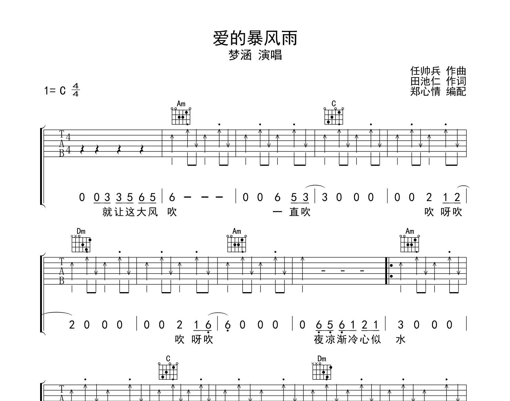 爱的暴风雨吉他谱预览图