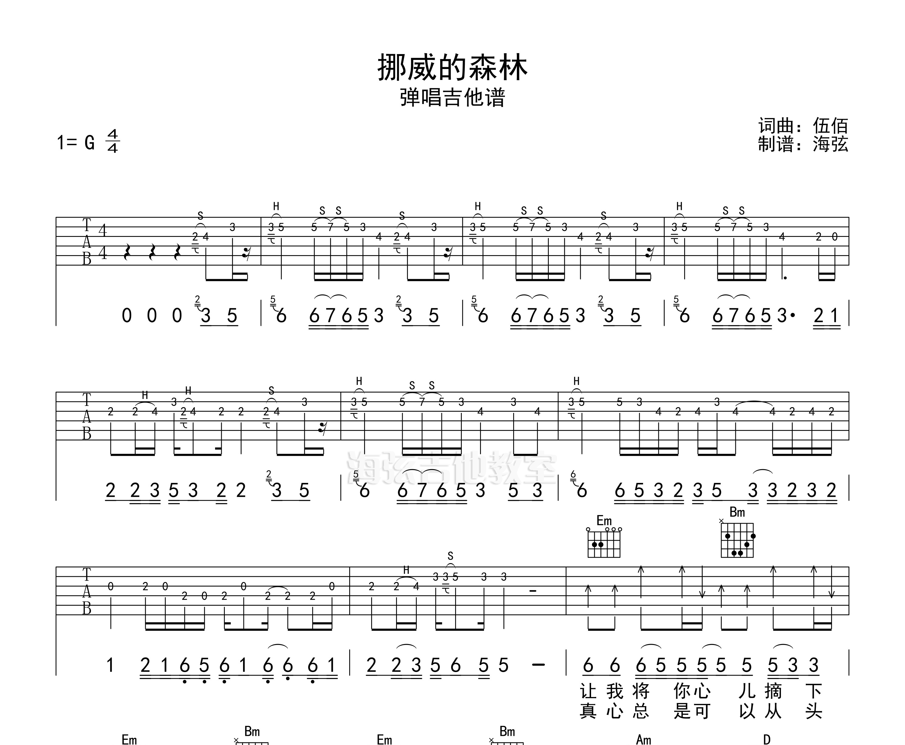 挪威的森林吉他谱预览图