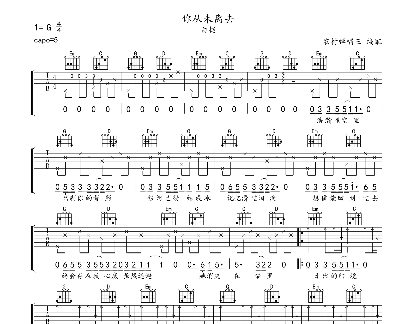 你从未离去吉他谱预览图