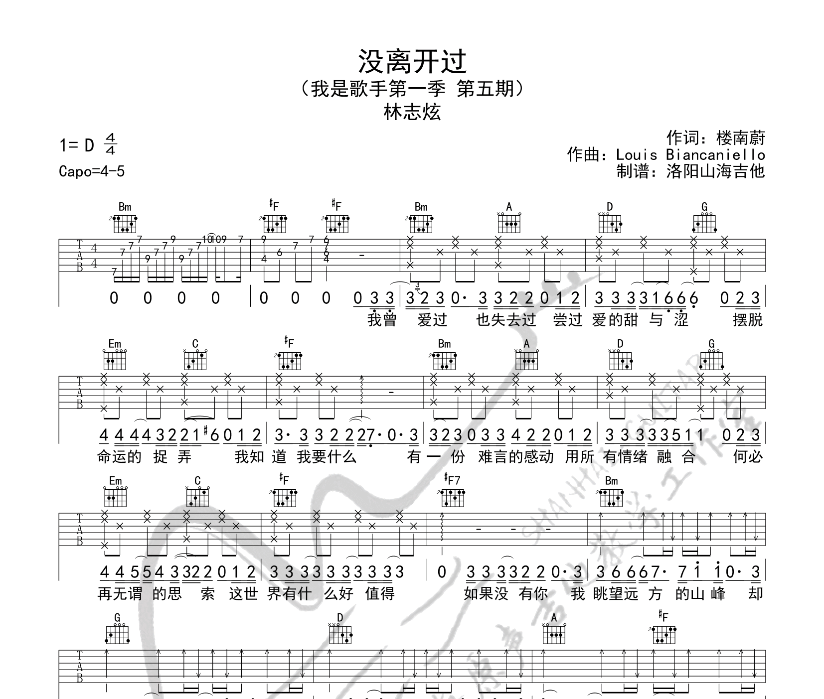 没离开过吉他谱预览图