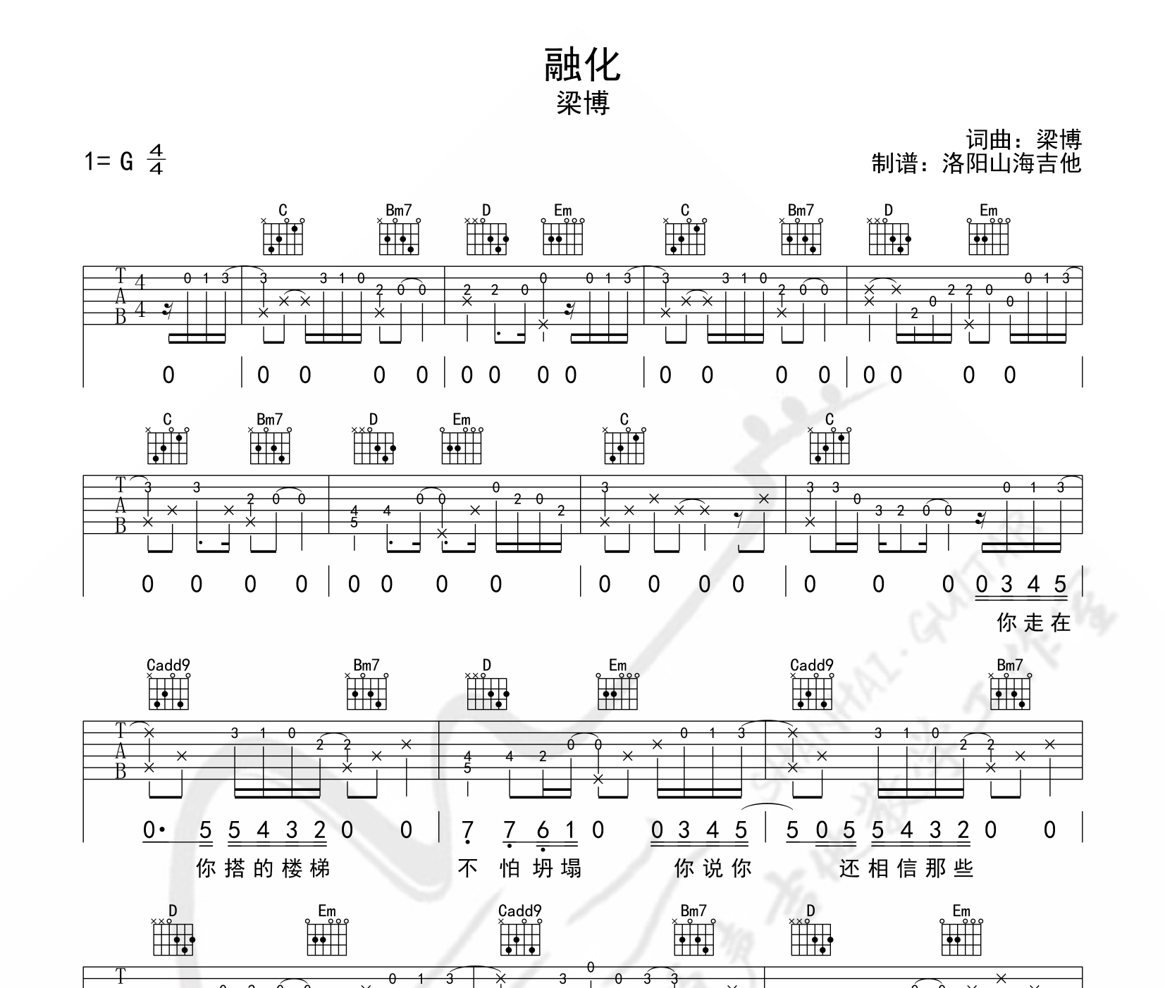 融化吉他谱预览图