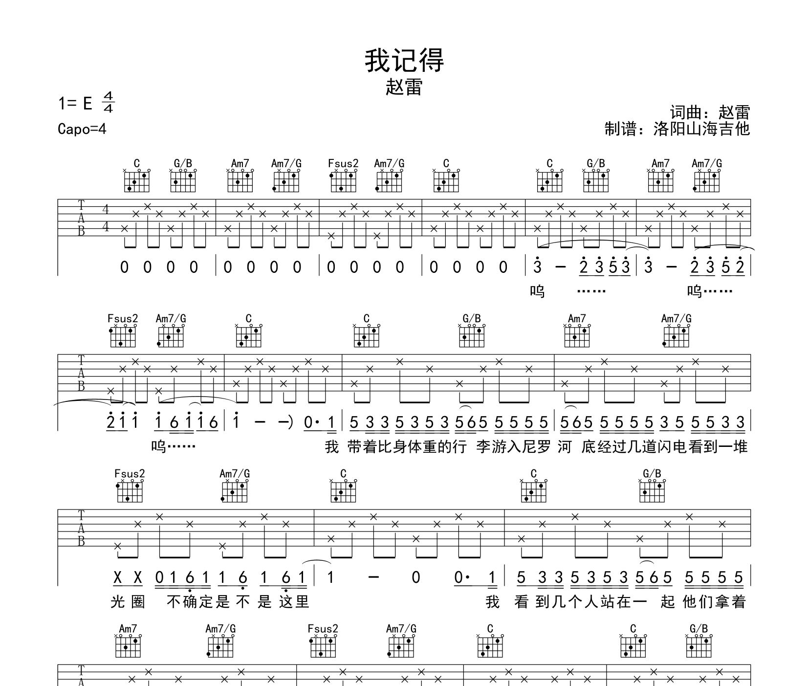 我记得吉他谱预览图