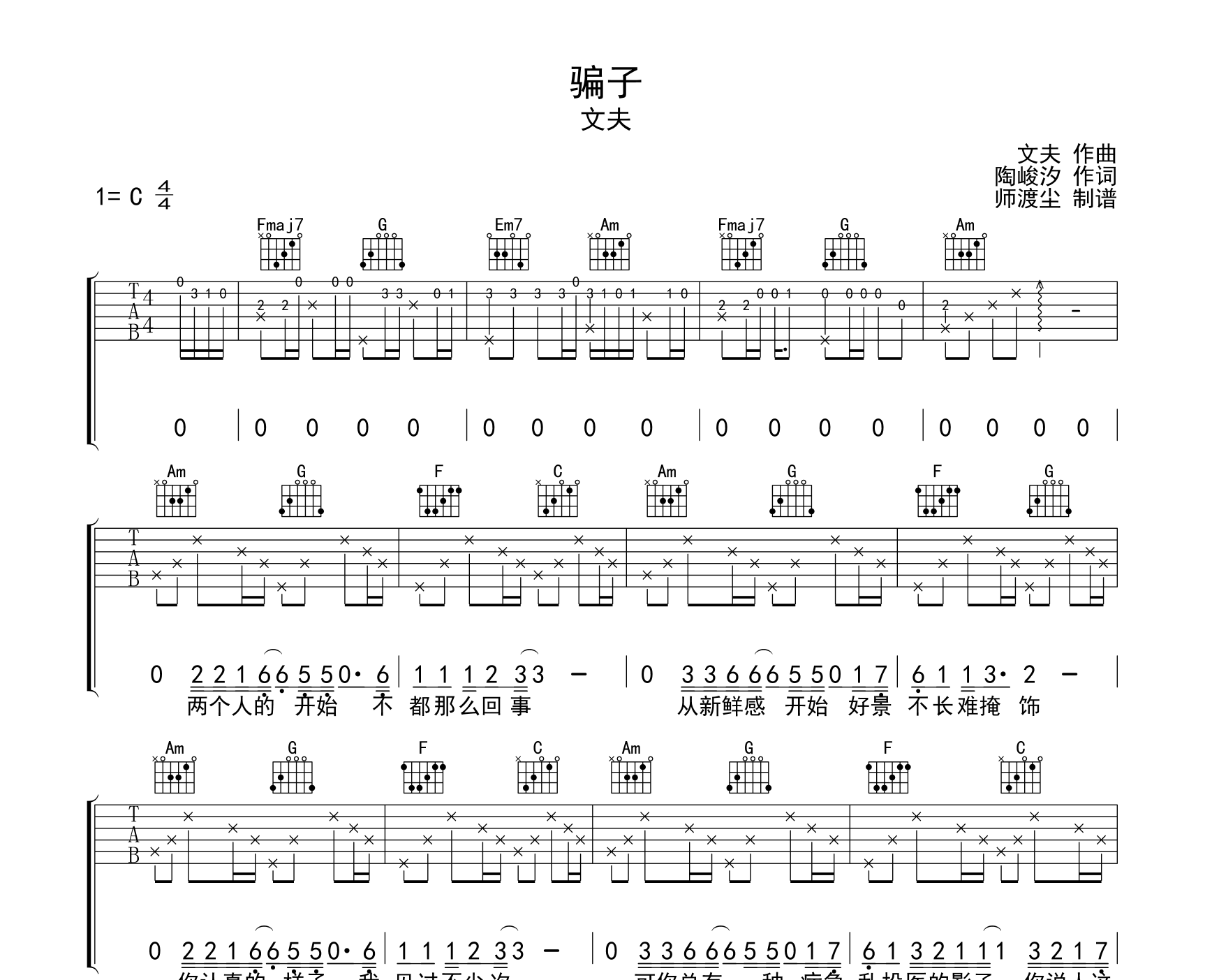 骗子吉他谱预览图