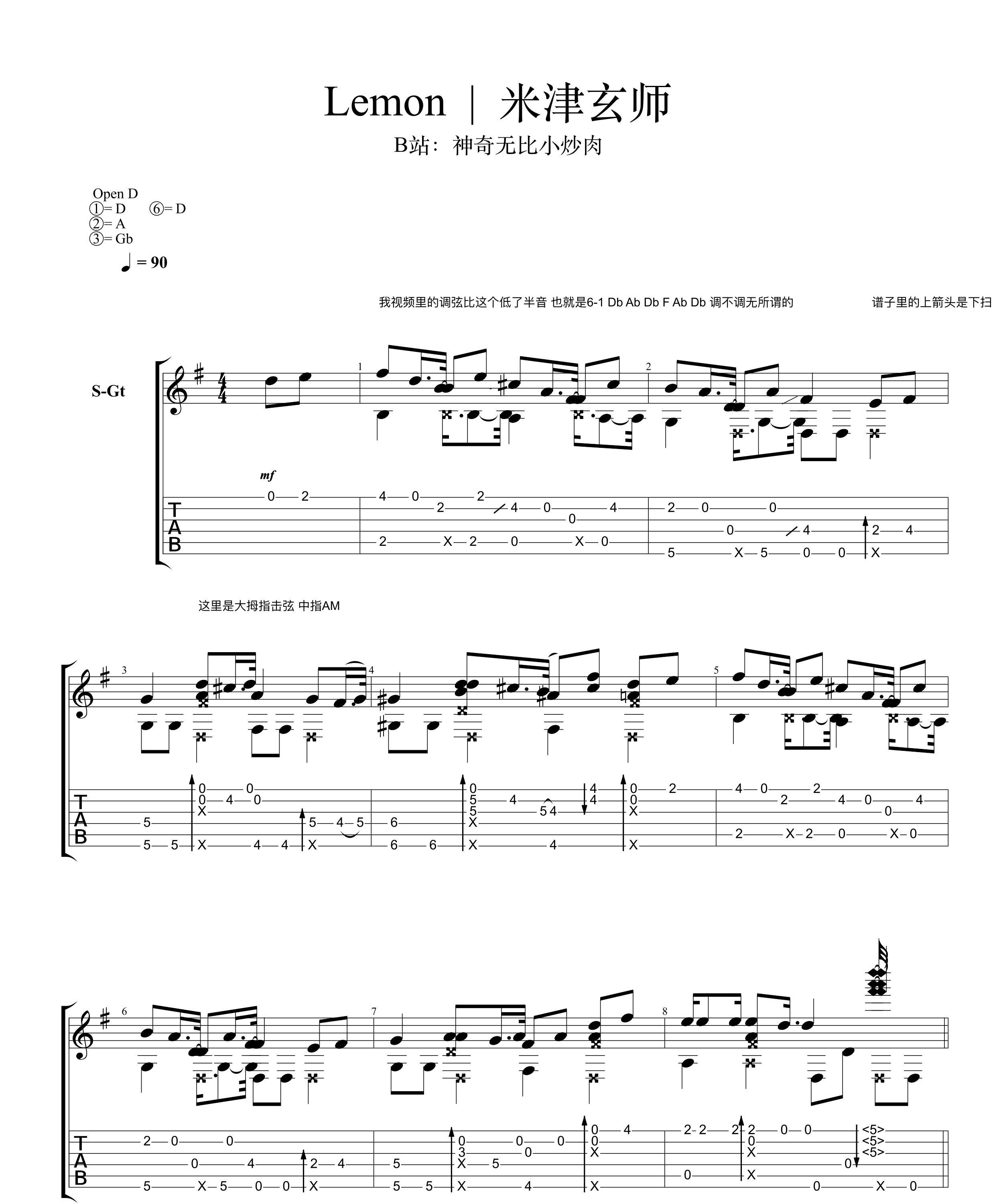 lemon吉他谱原版图片