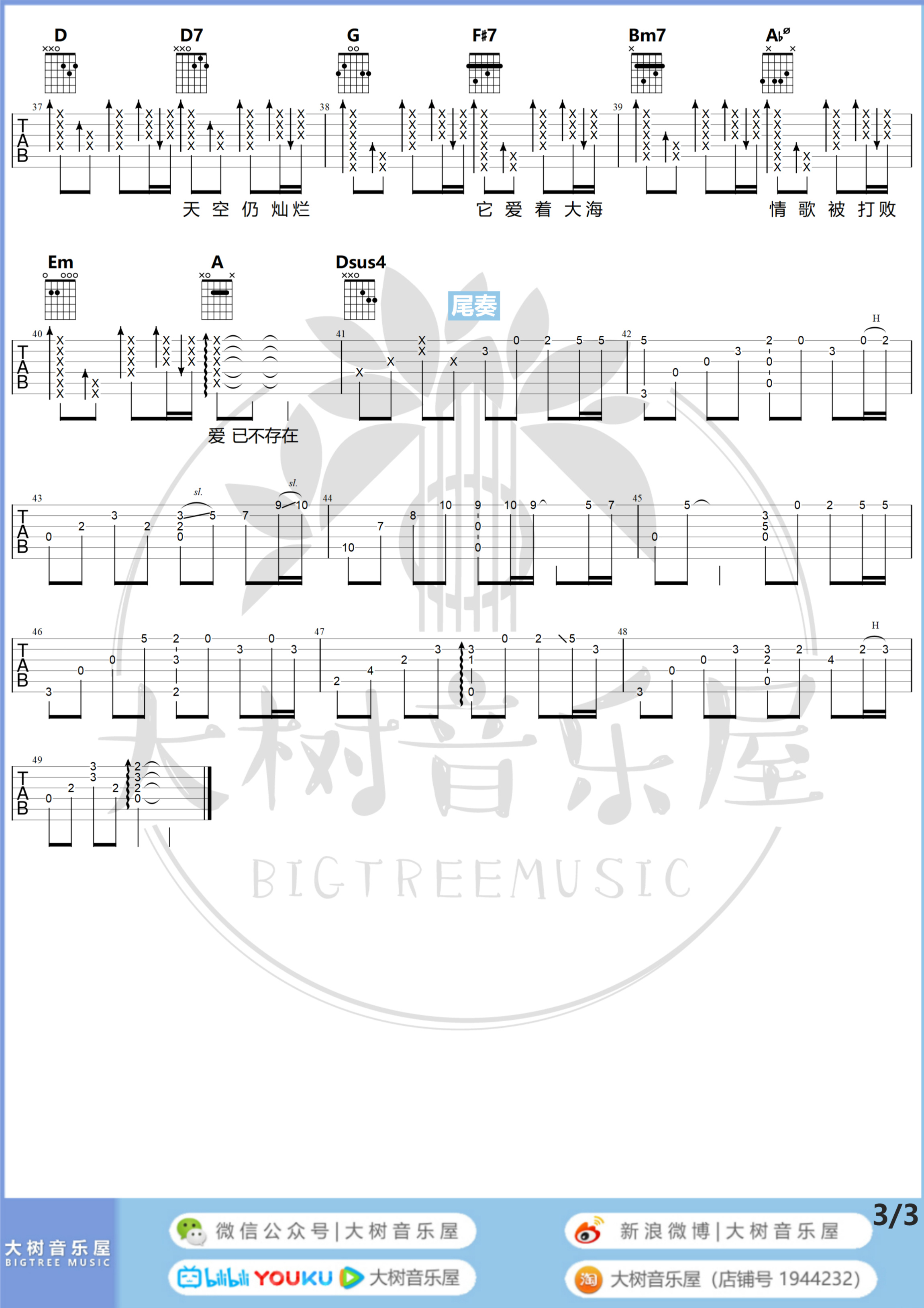 花海吉他谱大树音乐吉他图谱-3